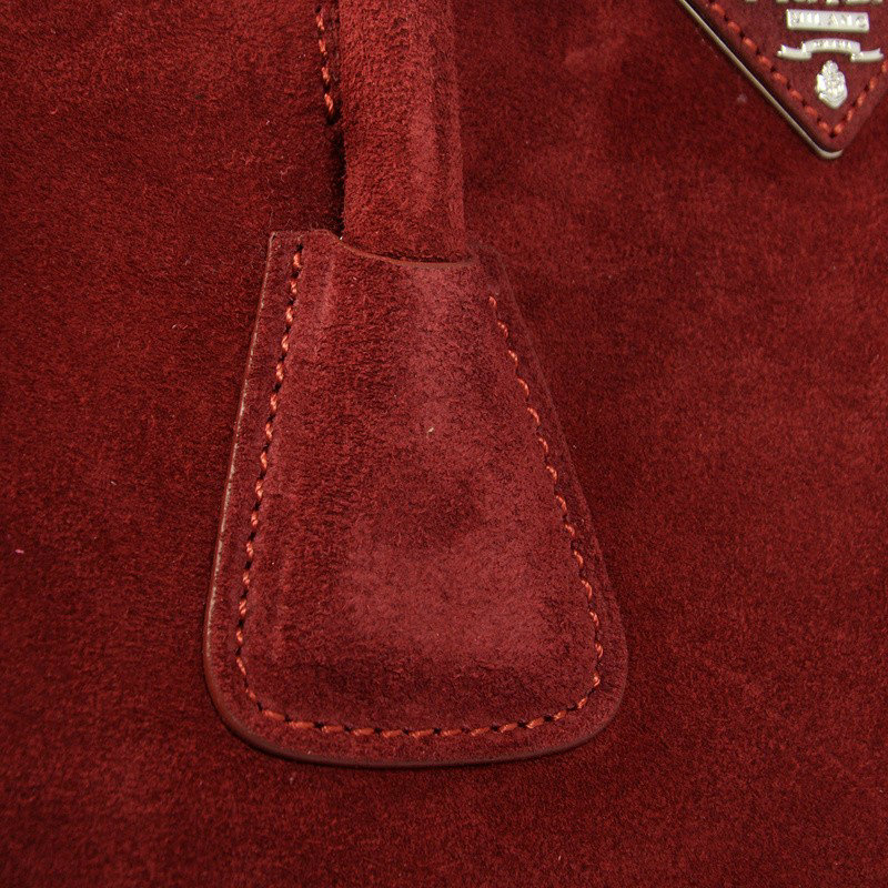 2014 Prada Suede Leather Tote Bag BN2619 winered